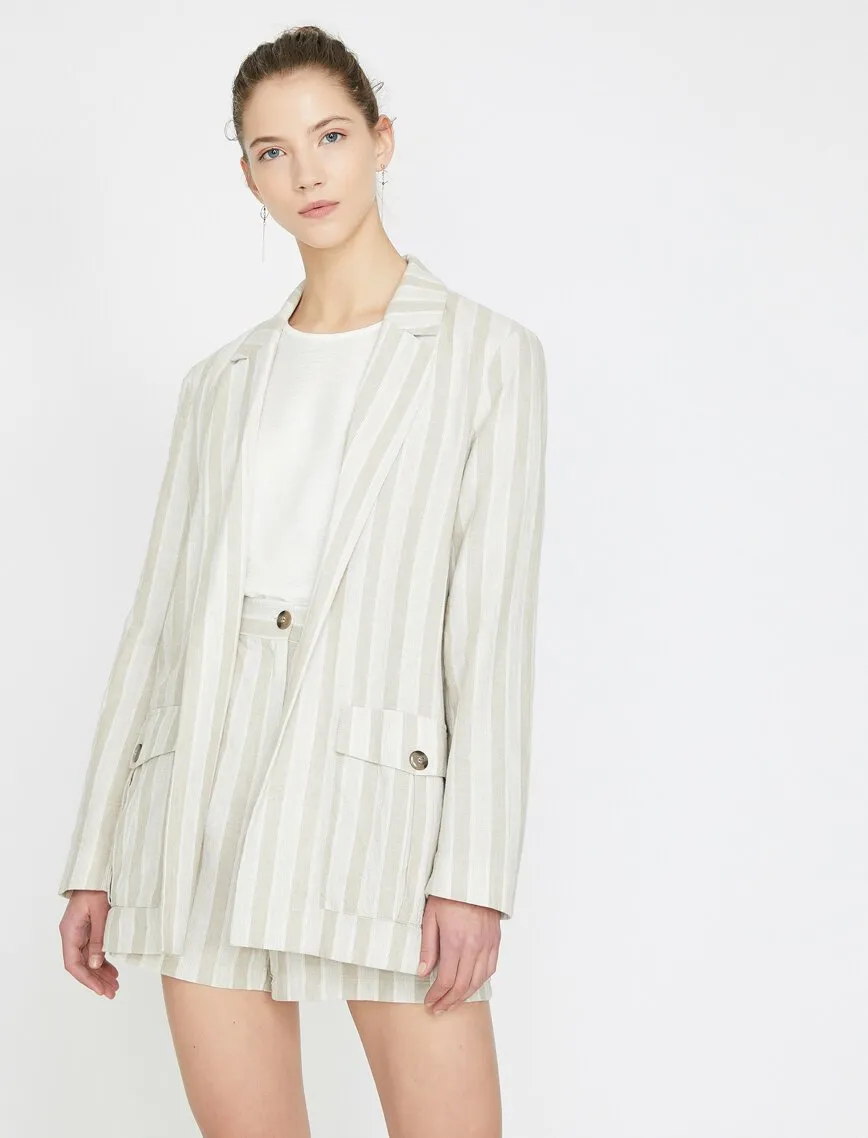 10610 Ecru Striped Blazer