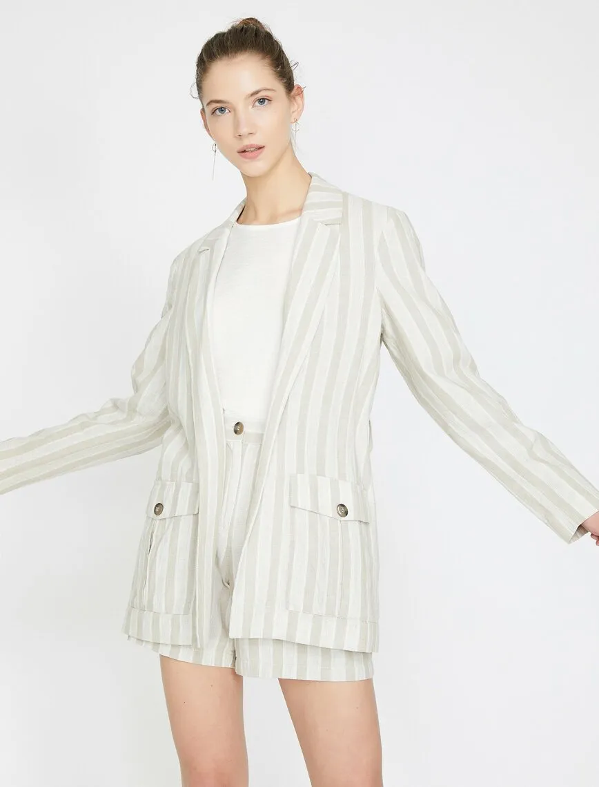 10610 Ecru Striped Blazer