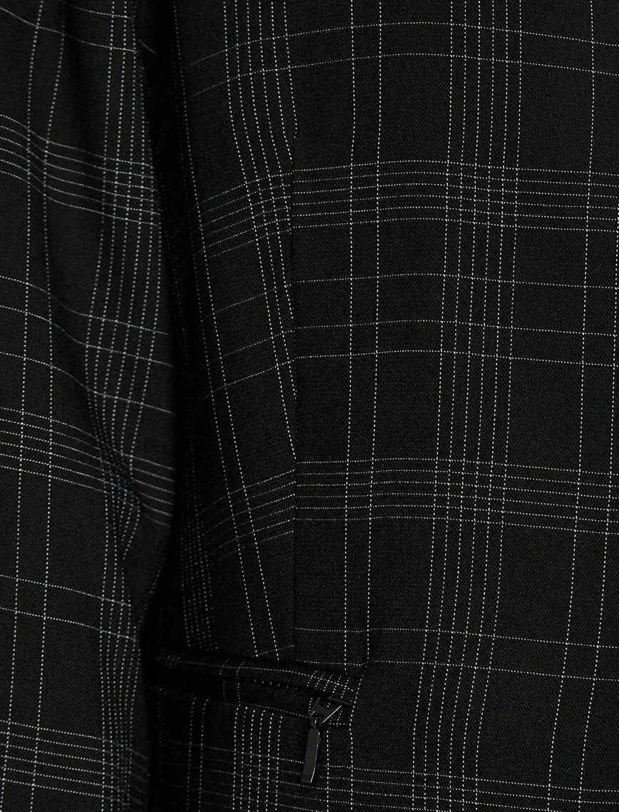 10714 Black Plaid Crop Jacket