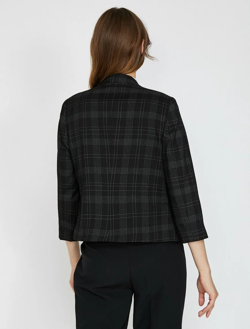 10714 Black Plaid Crop Jacket