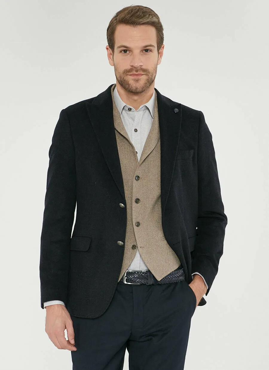 16901 Navy Blue Slim Fit Jacket