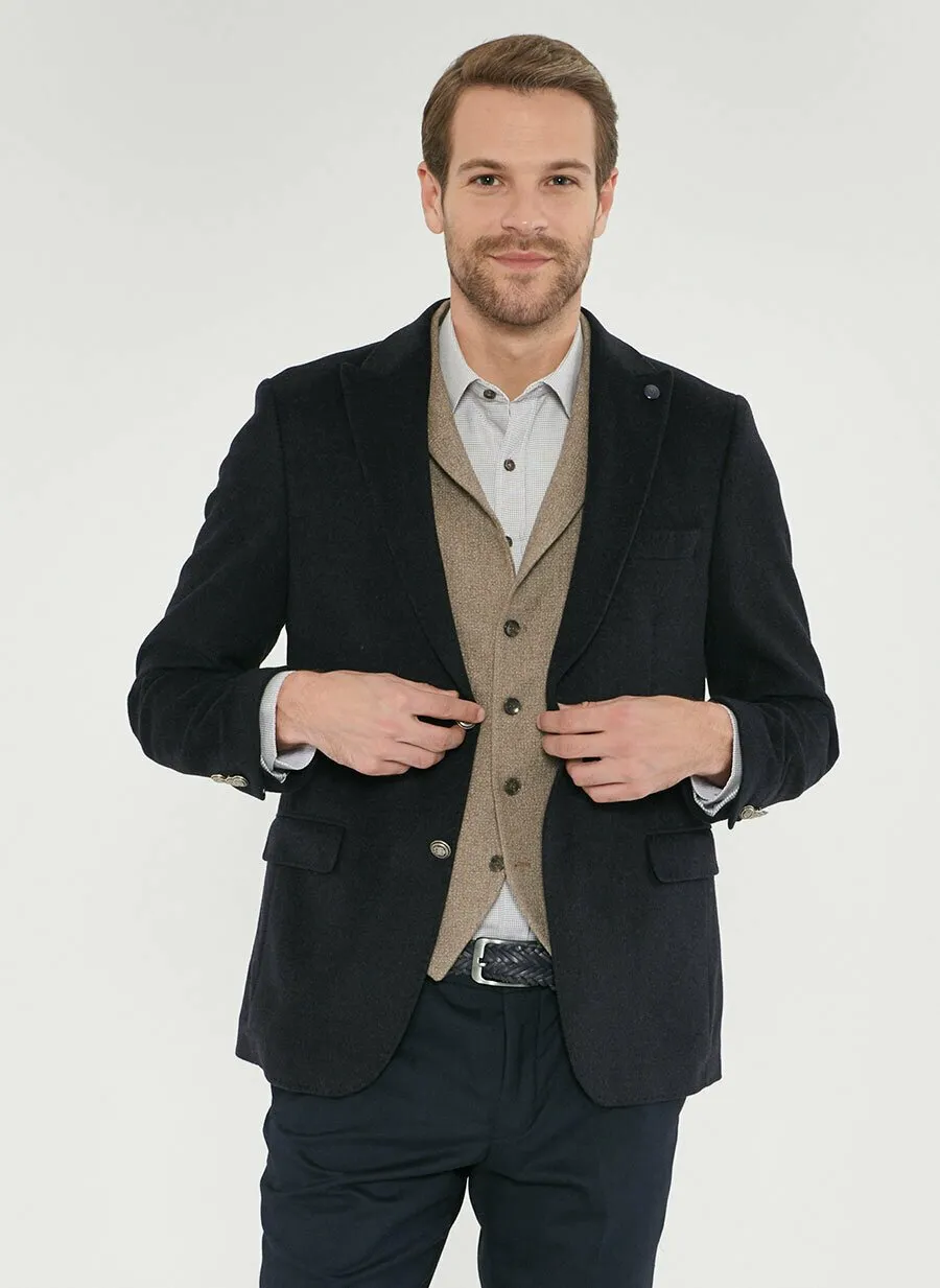 16901 Navy Blue Slim Fit Jacket