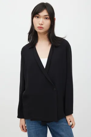 Black Silk Single Button Blazer