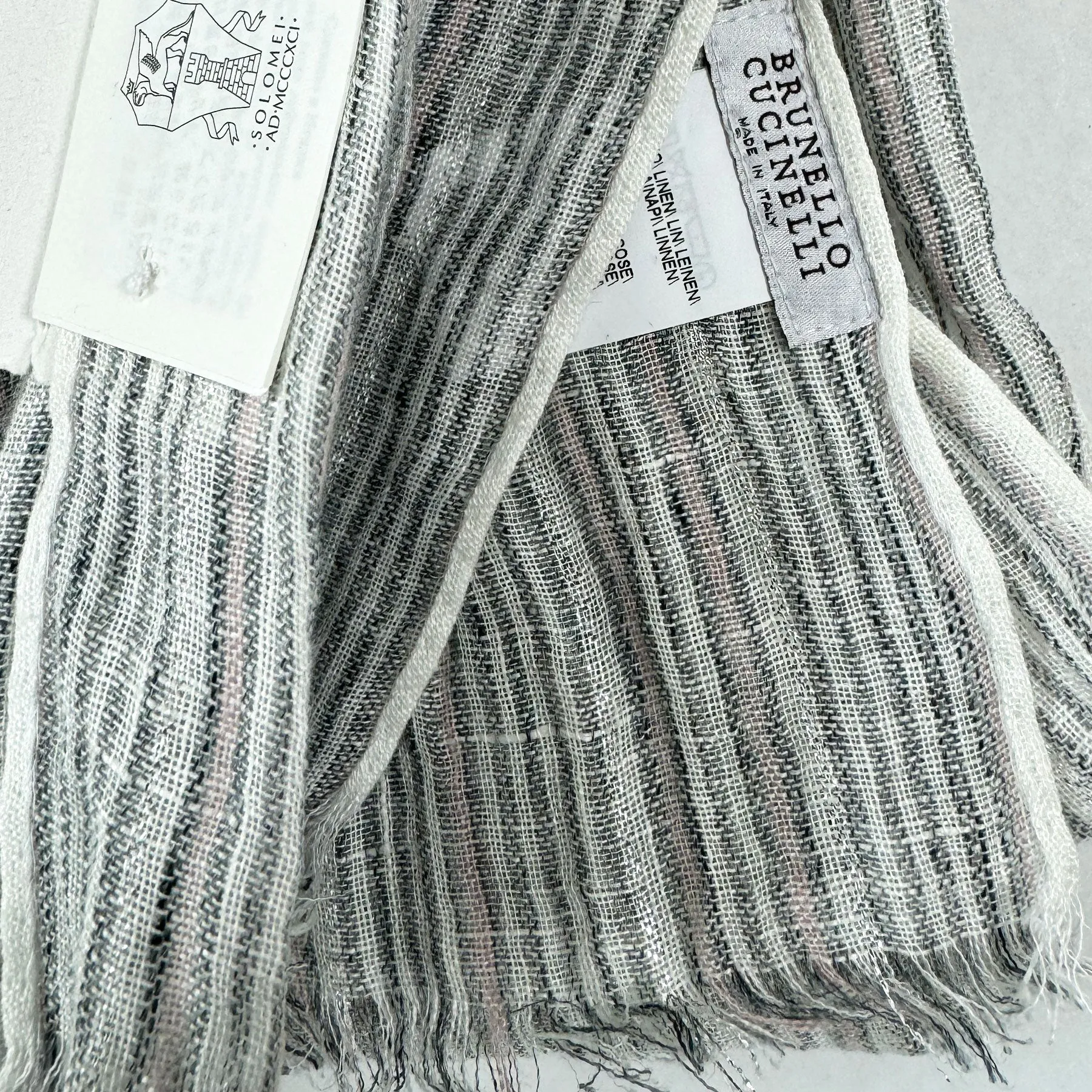 Brunello Cucinelli Linen Scarf Stripes Design - Extra Long Women Shawl SALE