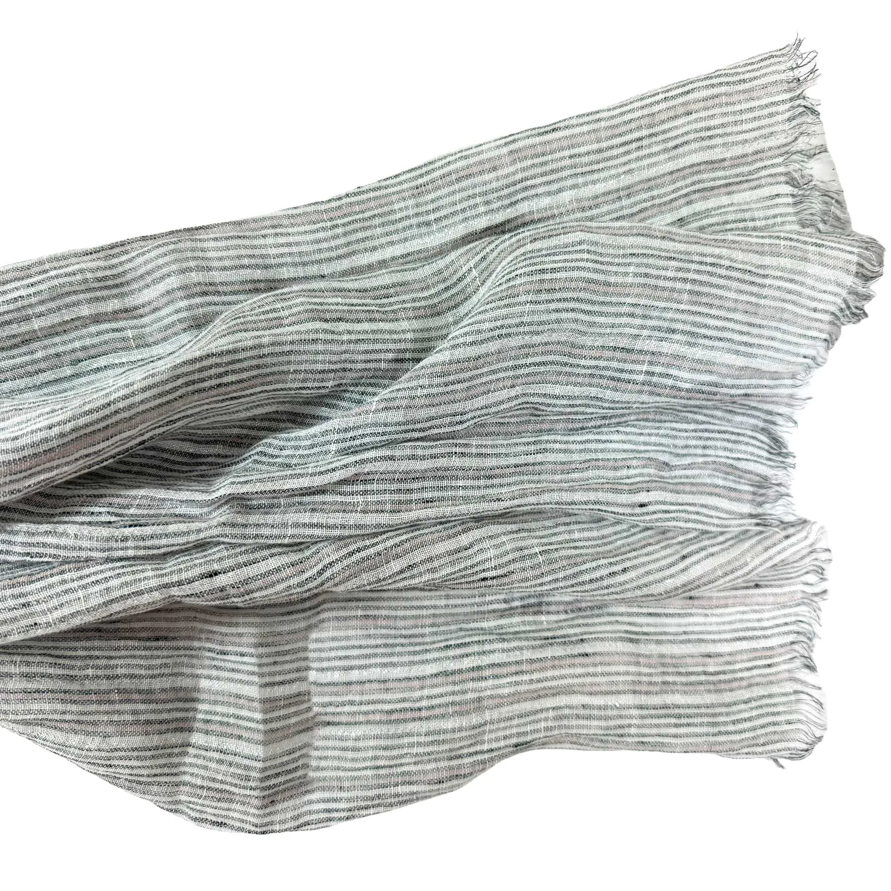 Brunello Cucinelli Linen Scarf Stripes Design - Extra Long Women Shawl SALE