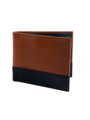 BS-3017 TAN/BLUE LEATHER WALLETS