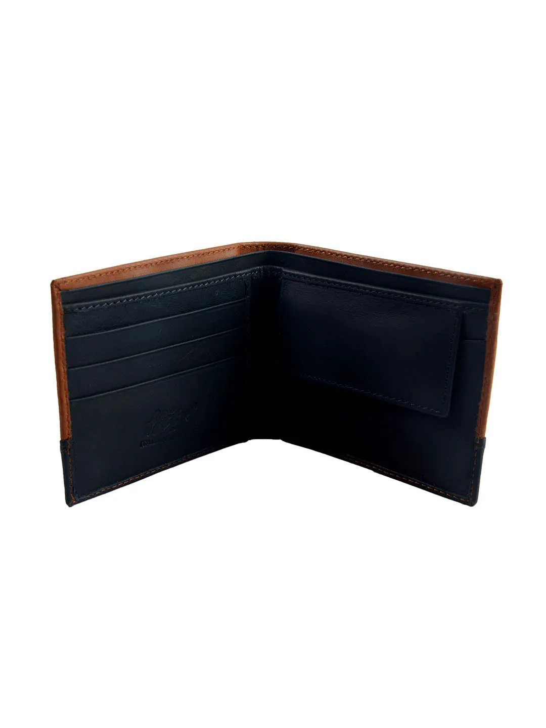 BS-3017 TAN/BLUE LEATHER WALLETS