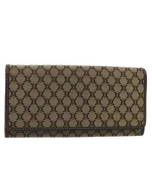 Canvas Beige Long Wallet with Multiple Compartments