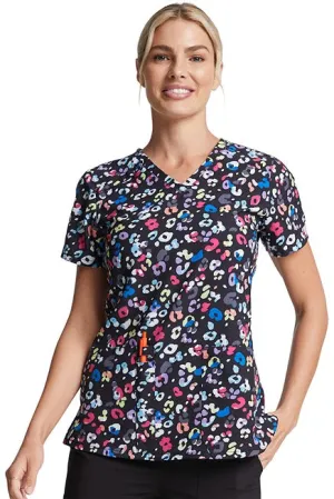 Dickies Women's V-Neck Print Scrub Top | Safari Pop