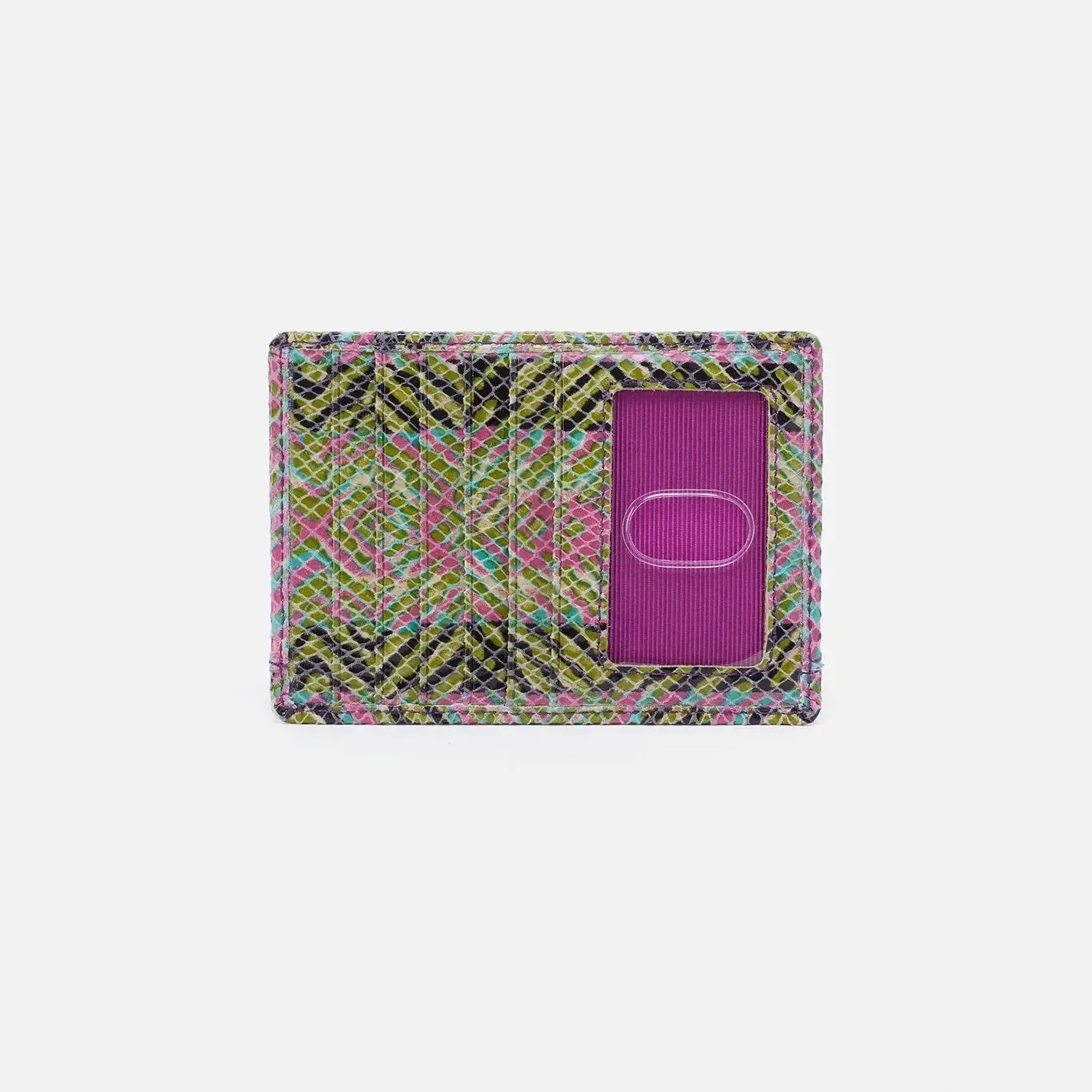 Euro Slide Card Case - Geo Diamond Printed Leather