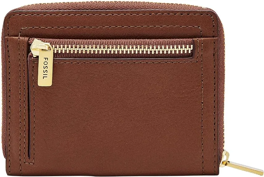 Fossil Logan Leather RFID-Blocking Mini Multifunction Bifold Wallet for Women, Brown