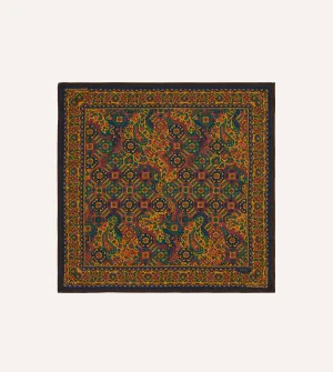 Gold Tapestry Print Wool-Silk Bandana