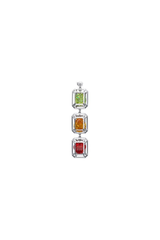 Green/Yellow/Orange Constraint Collection Triple-Gem Earring (Single Piece)