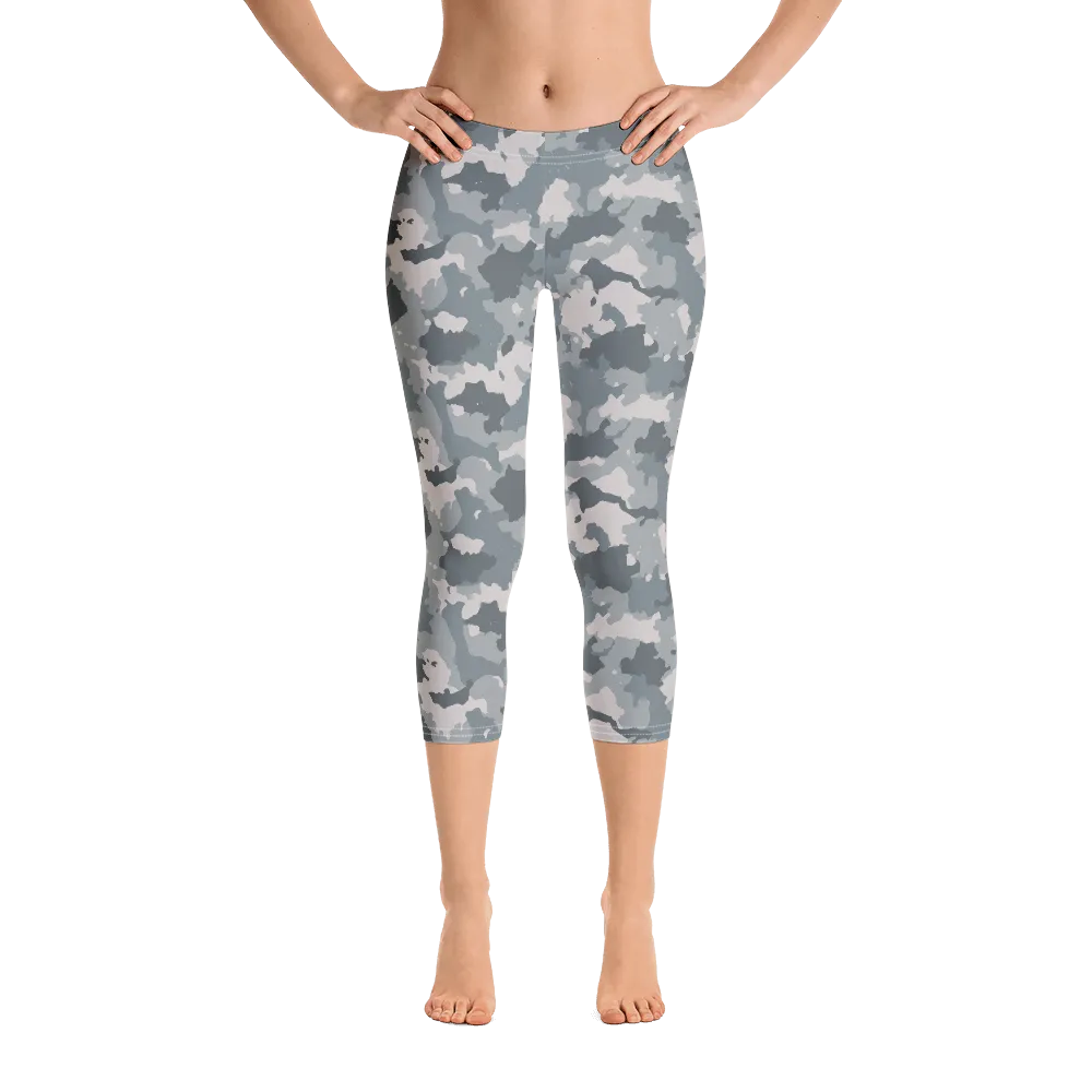 Grey Camo Capri Leggings