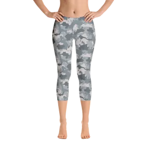 Grey Camo Capri Leggings