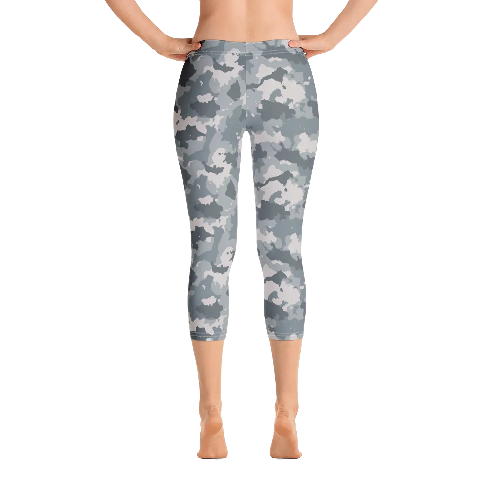 Grey Camo Capri Leggings