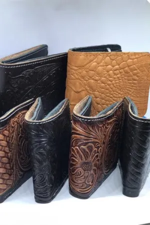 Handmade Leather Bi-Fold Pattern Wallets
