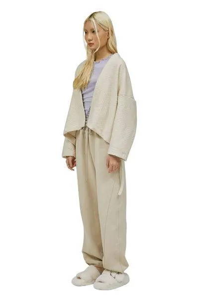 Ivory Boucle Open Cardigan