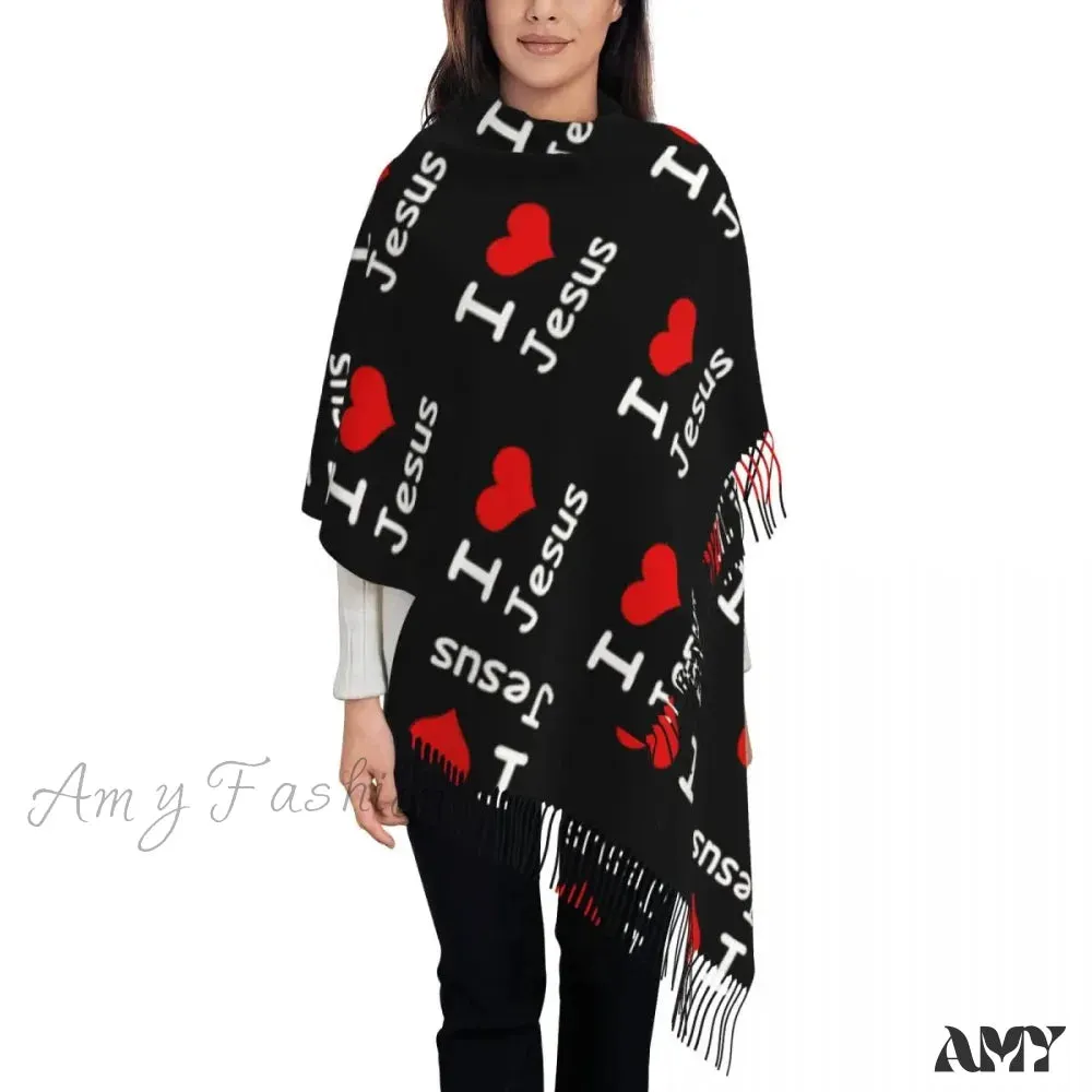 Jesus Saved My Life Warm Winter Christian Faith Shawl Wrap Scarf