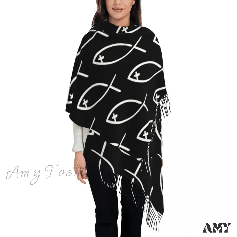 Jesus Saved My Life Warm Winter Christian Faith Shawl Wrap Scarf