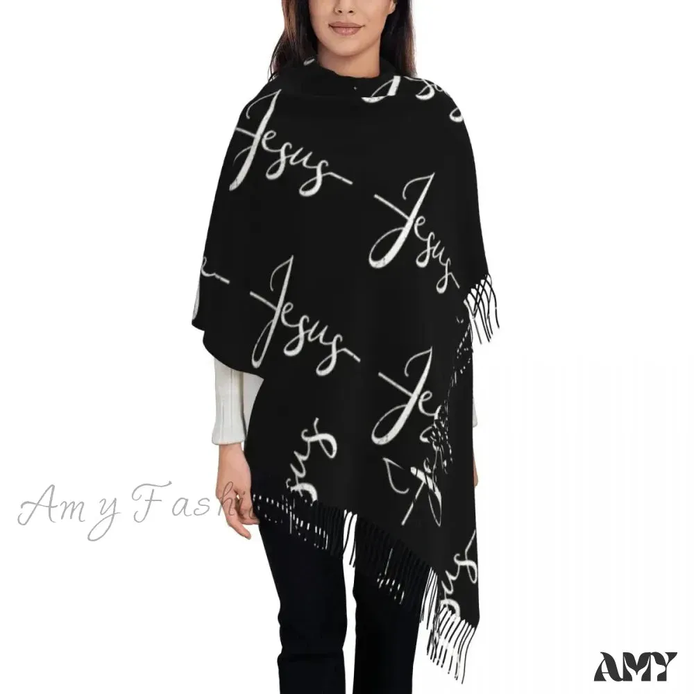 Jesus Saved My Life Warm Winter Christian Faith Shawl Wrap Scarf