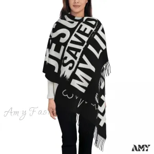 Jesus Saved My Life Warm Winter Christian Faith Shawl Wrap Scarf