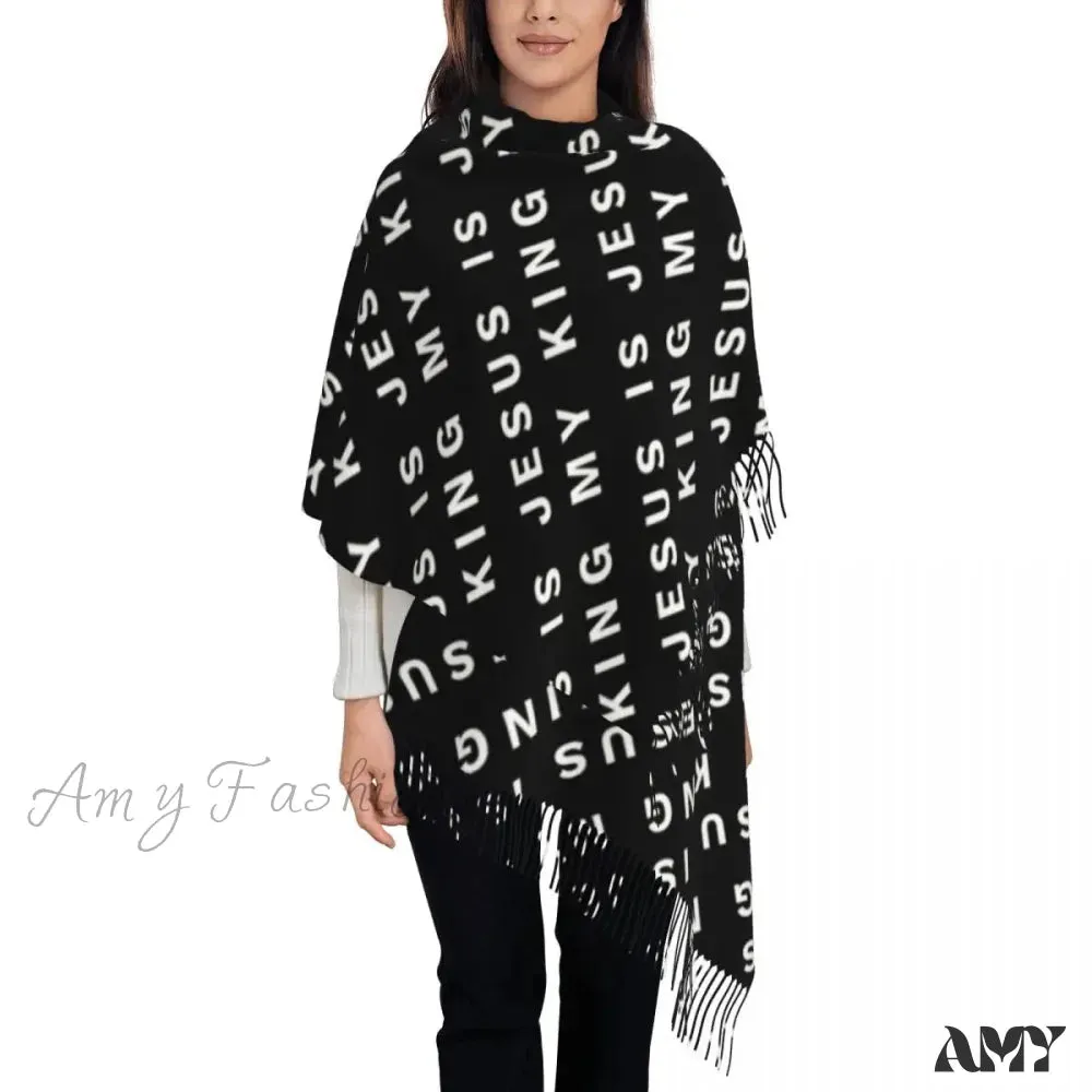Jesus Saved My Life Warm Winter Christian Faith Shawl Wrap Scarf