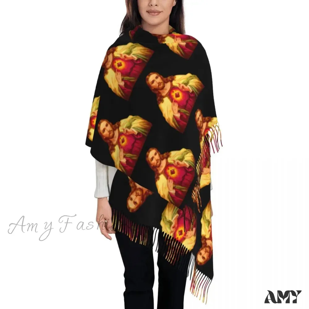 Jesus Saved My Life Warm Winter Christian Faith Shawl Wrap Scarf