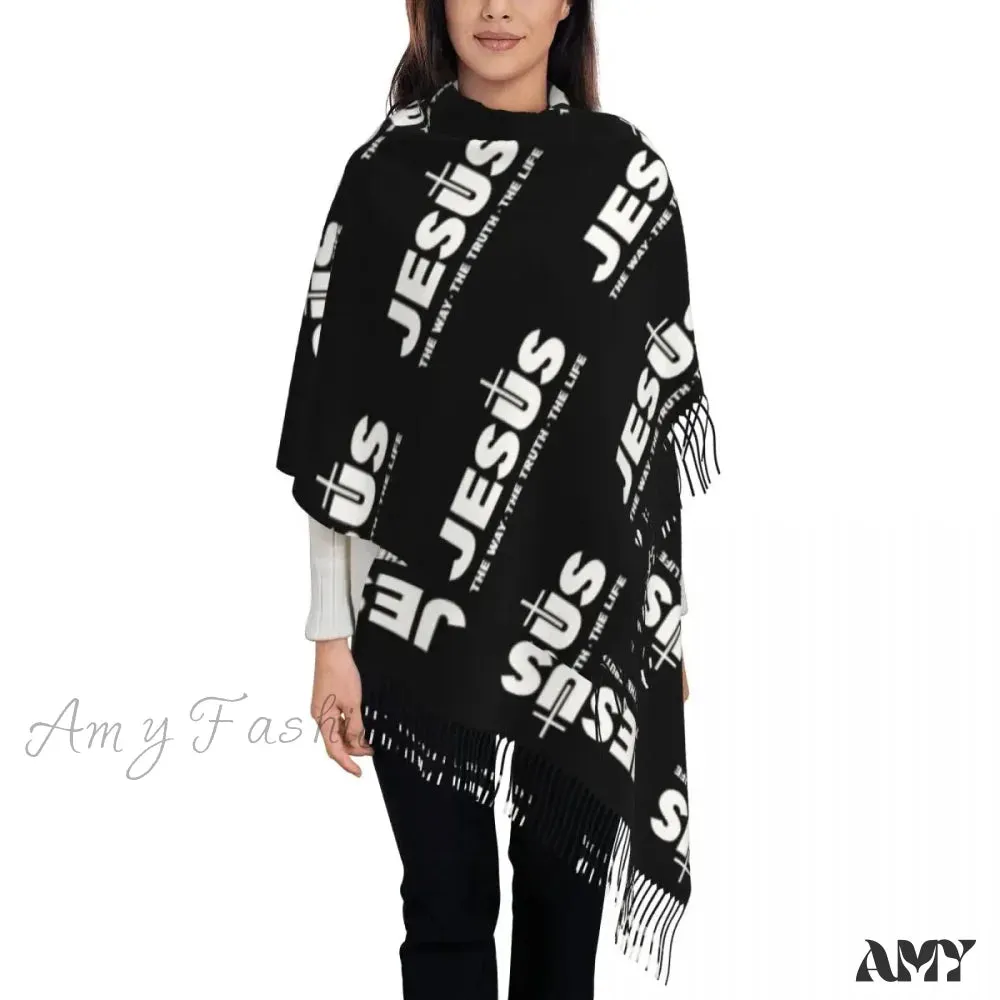 Jesus Saved My Life Warm Winter Christian Faith Shawl Wrap Scarf