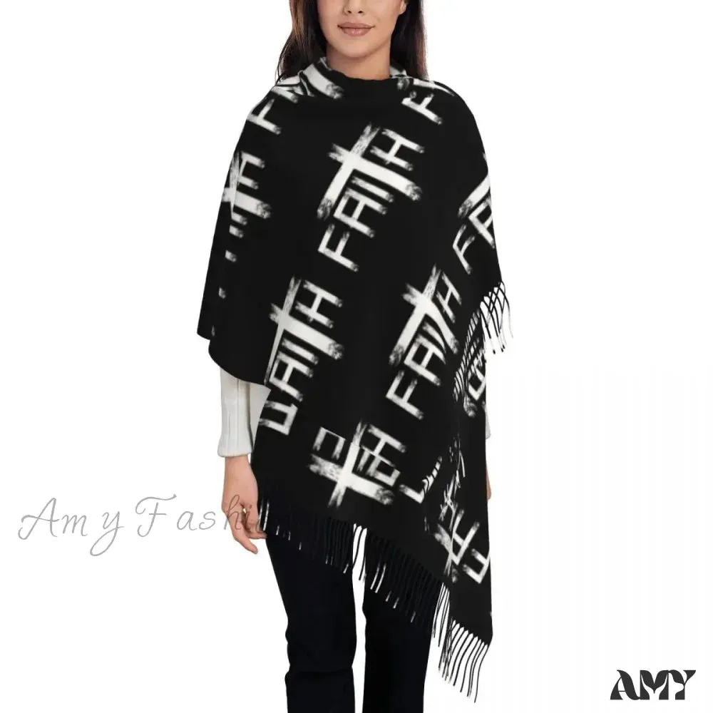 Jesus Saved My Life Warm Winter Christian Faith Shawl Wrap Scarf