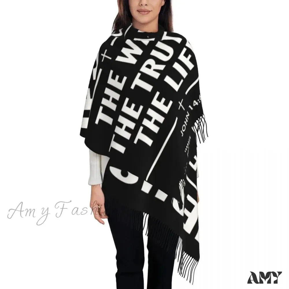 Jesus Saved My Life Warm Winter Christian Faith Shawl Wrap Scarf