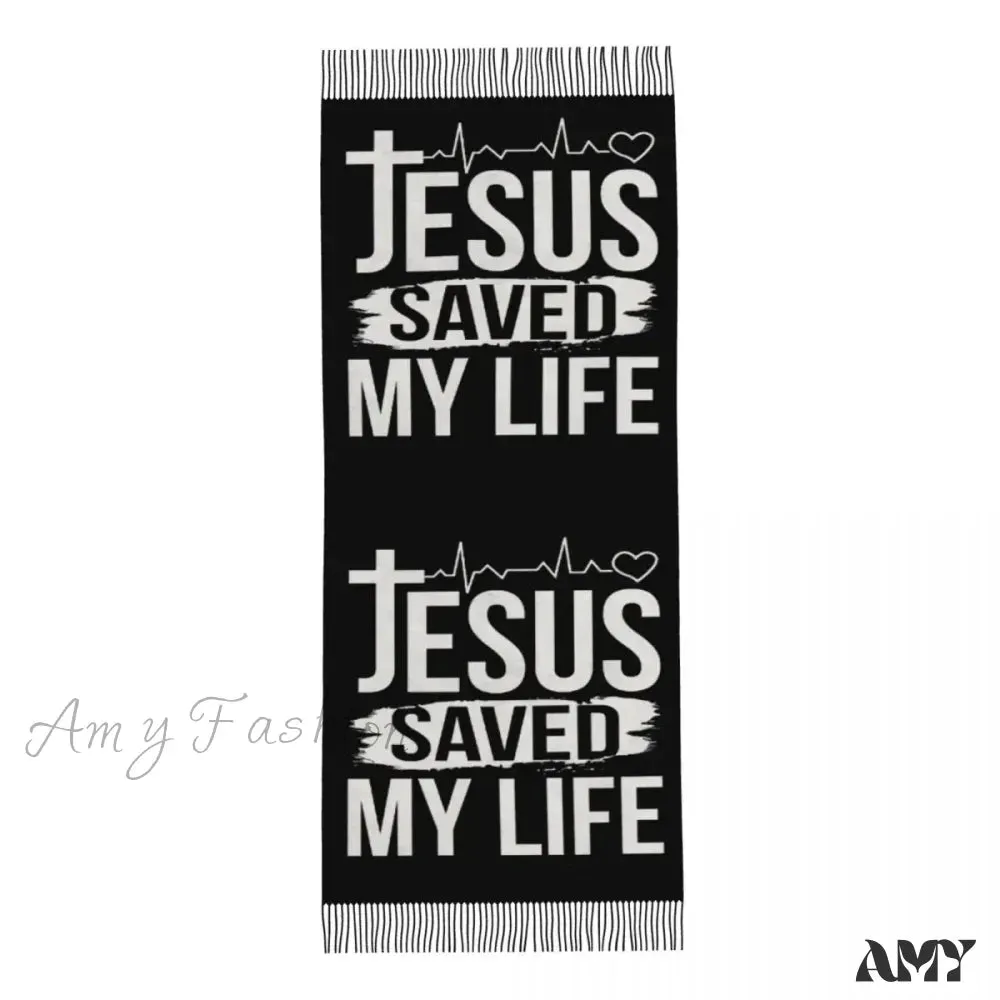 Jesus Saved My Life Warm Winter Christian Faith Shawl Wrap Scarf
