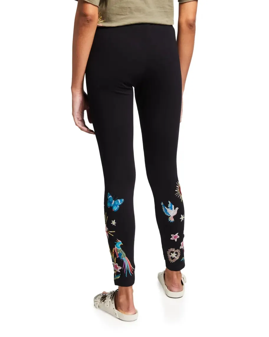 Johnny Was Flower Adara Legging Embroidery Leggings Floral Black Pant XXL NEW