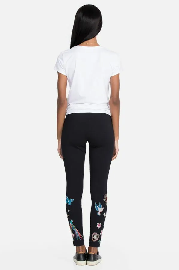 Johnny Was Flower Adara Legging Embroidery Leggings Floral Black Pant XXL NEW