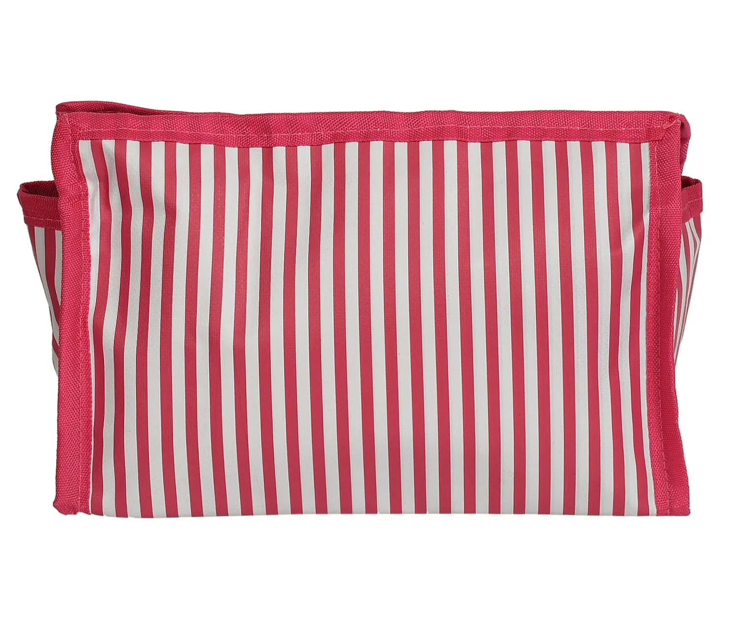Kuber Industries Lining Print PVC Toiletry Bag for Home & Travelling with 3 Main Zipper (Pink) 54KM4352