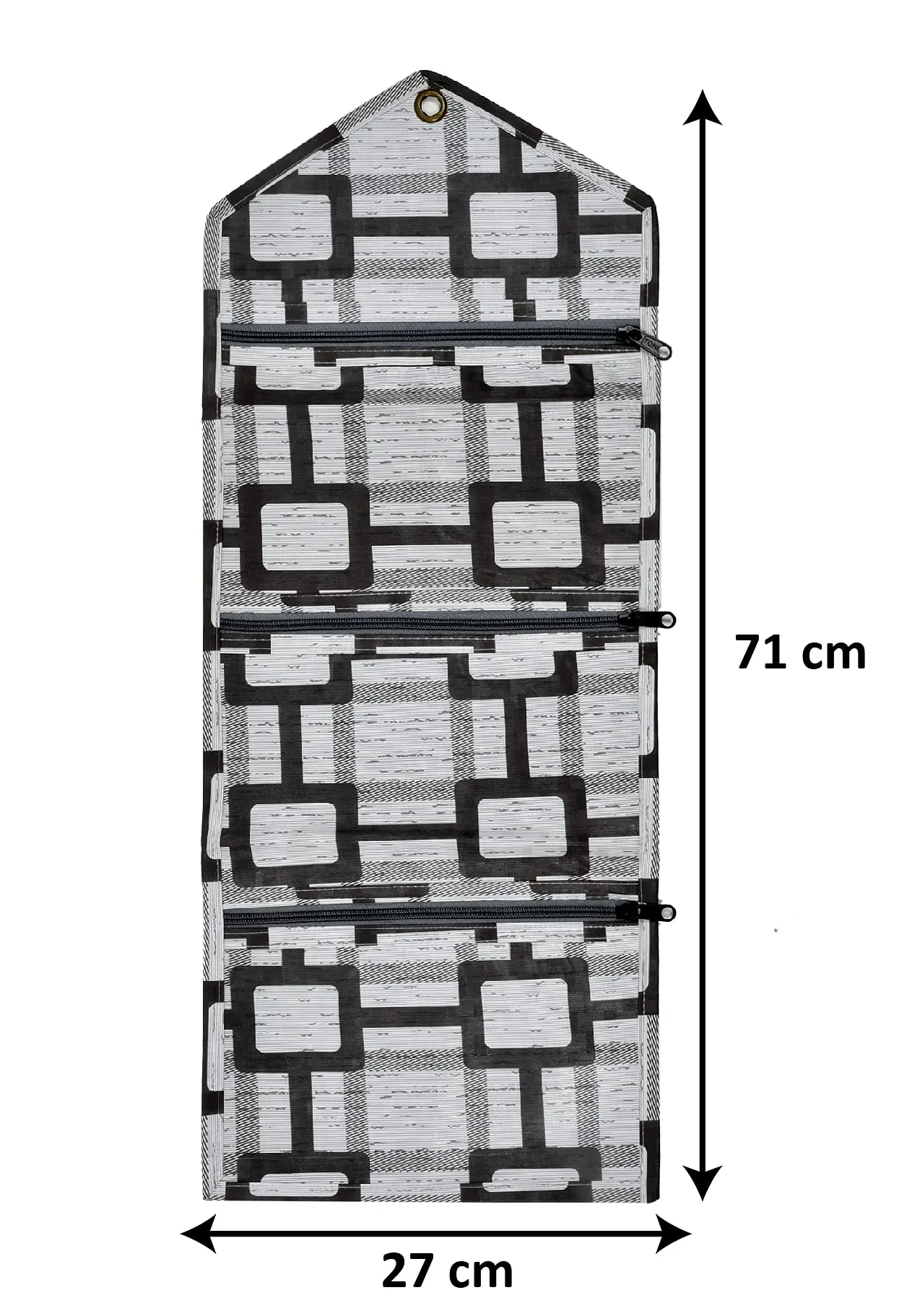 Kuber Industries Square Printed 3 Pockets Wall Hanging Storage Organizer, Magazine/Letter Holder, Stationary Organizer (Grey)-HS43KUBMART25746, polyvinyl_chloride