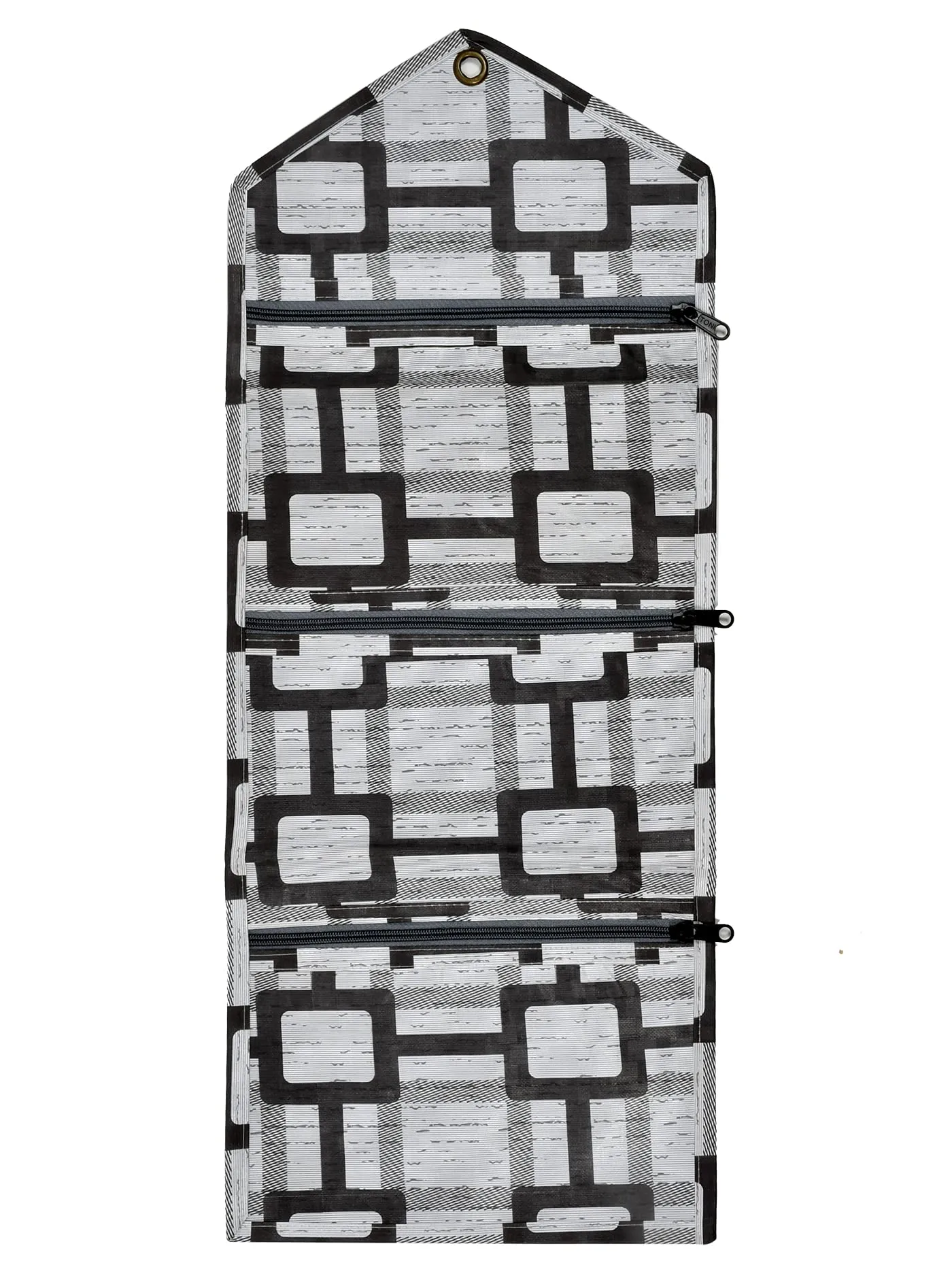 Kuber Industries Square Printed 3 Pockets Wall Hanging Storage Organizer, Magazine/Letter Holder, Stationary Organizer (Grey)-HS43KUBMART25746, polyvinyl_chloride