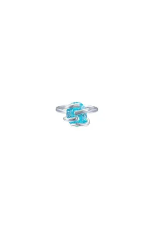Light Blue Deconstruction Collection Twisted Prongs Ring