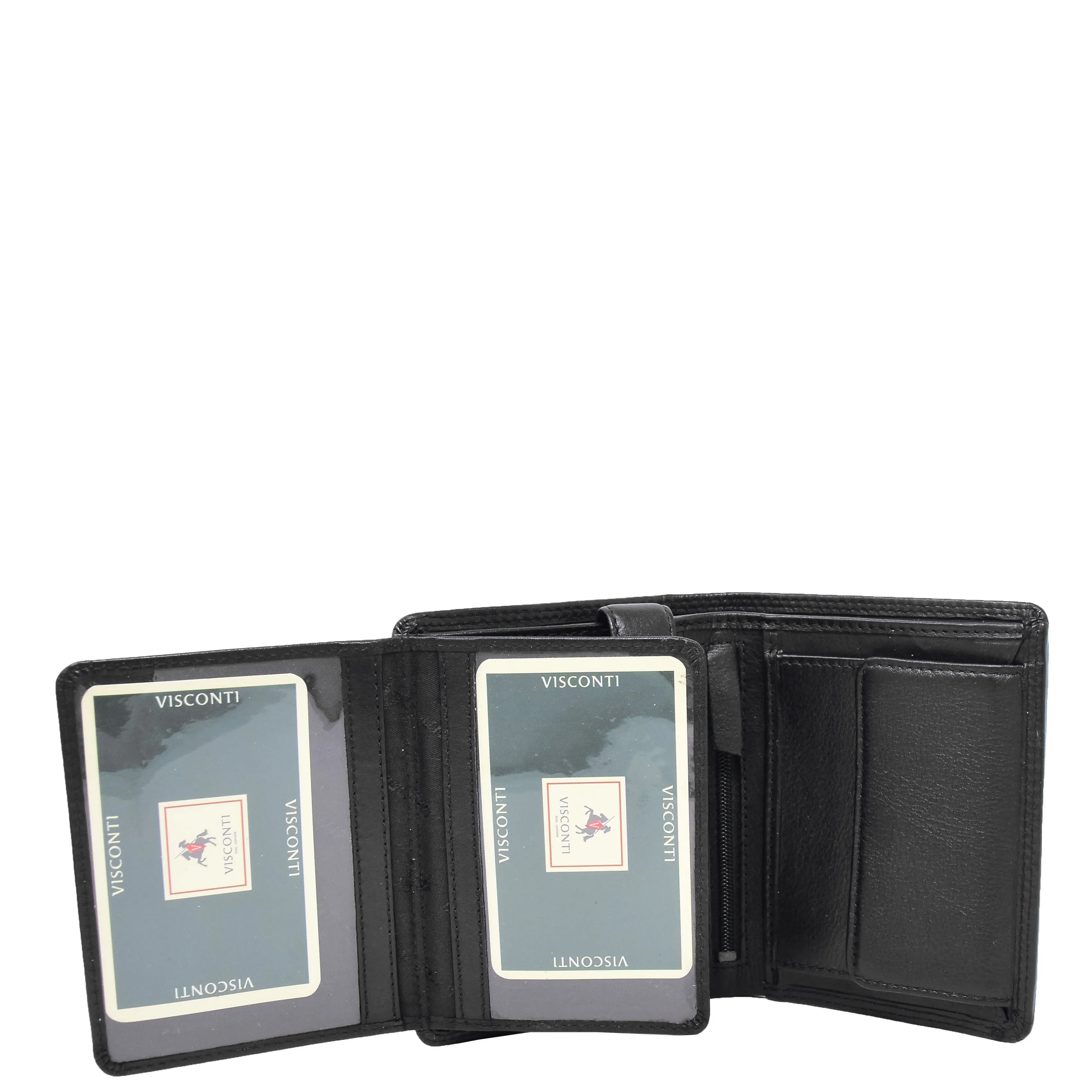 Mens Soft Durable Leather Wallet Cards Coins Notes ID Holder AV111 Black