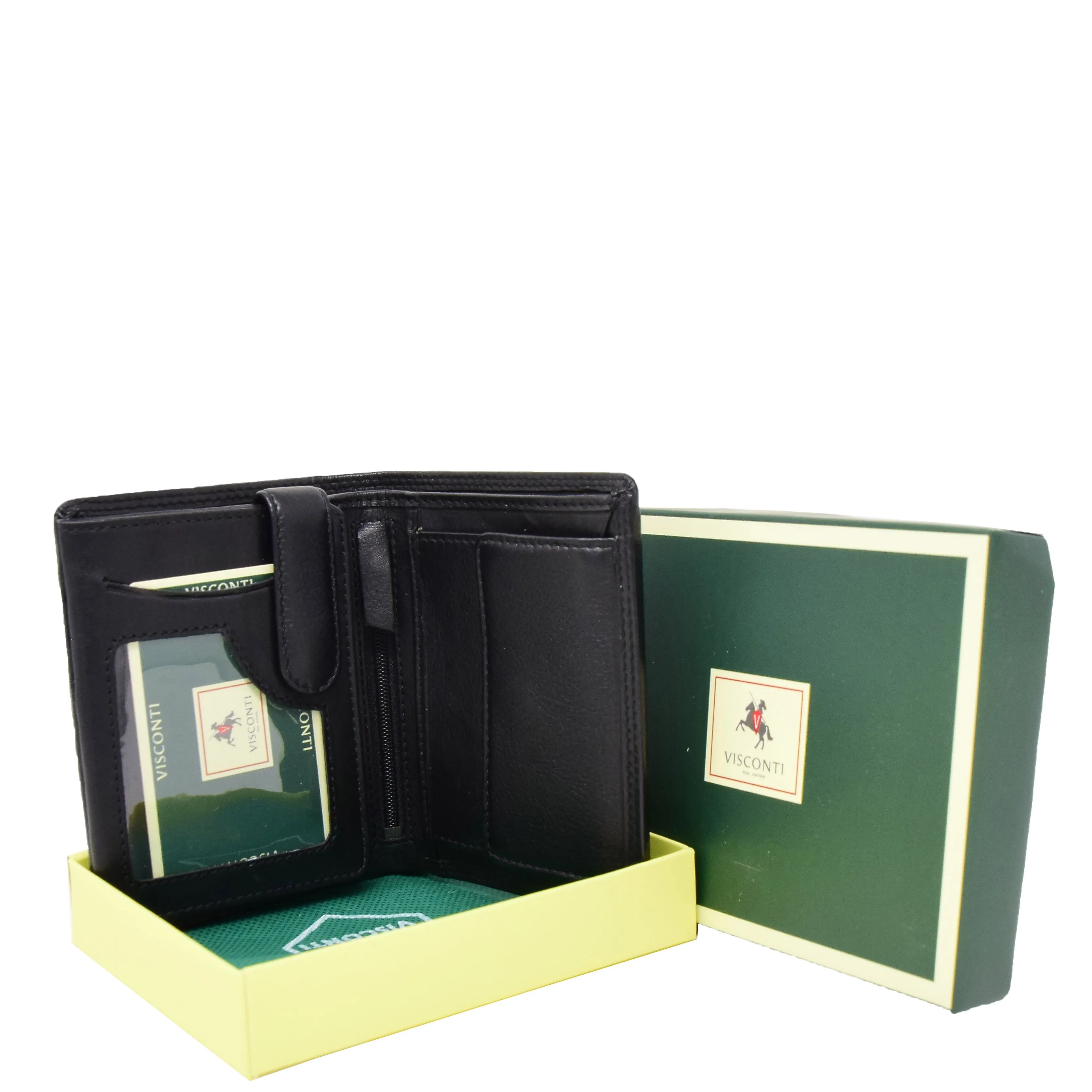 Mens Soft Durable Leather Wallet Cards Coins Notes ID Holder AV111 Black