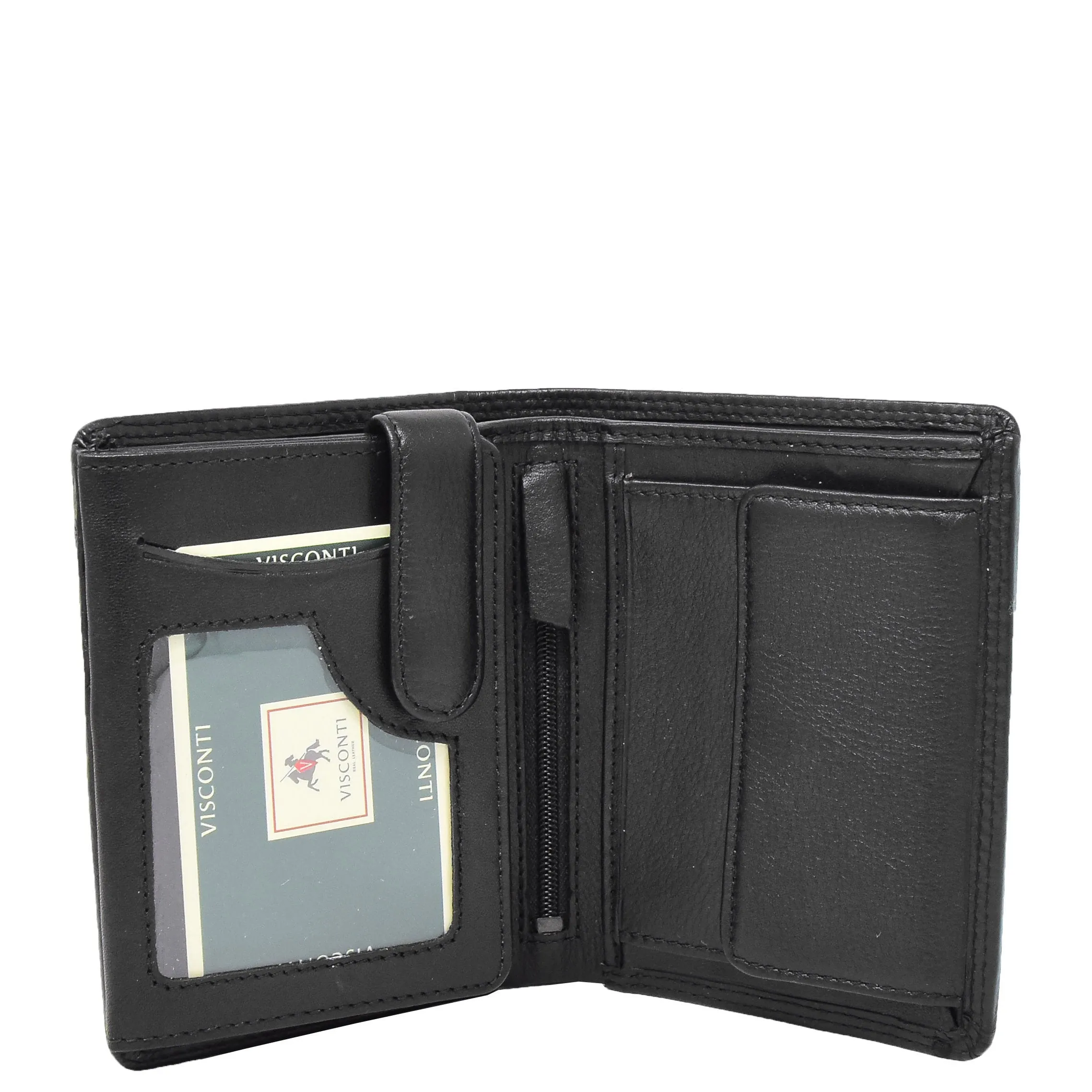Mens Soft Durable Leather Wallet Cards Coins Notes ID Holder AV111 Black
