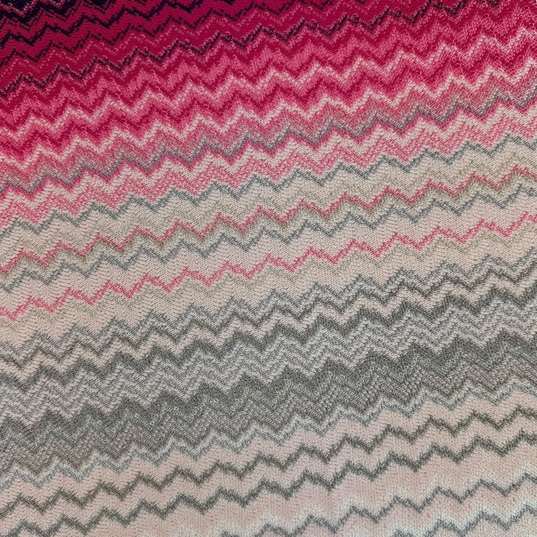 Missoni Scarf Pink White Gray Zigzag Pattern - Women Designer Shawl