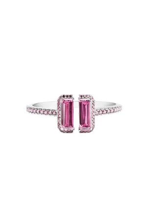 Pink Stone White Gold Deconstruction Bisected Bracelet