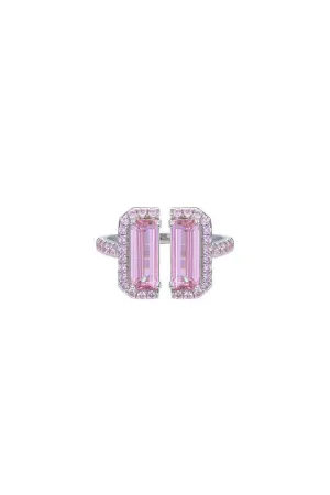 Pink Stone White Gold Deconstruction Bisected Ring