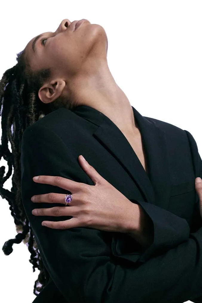 Purple Deconstruction Collection Twisted Prongs Ring