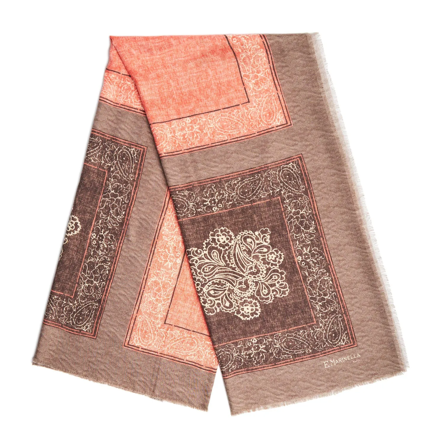 SALMON TAUPE WOOL AND SILK STOLE