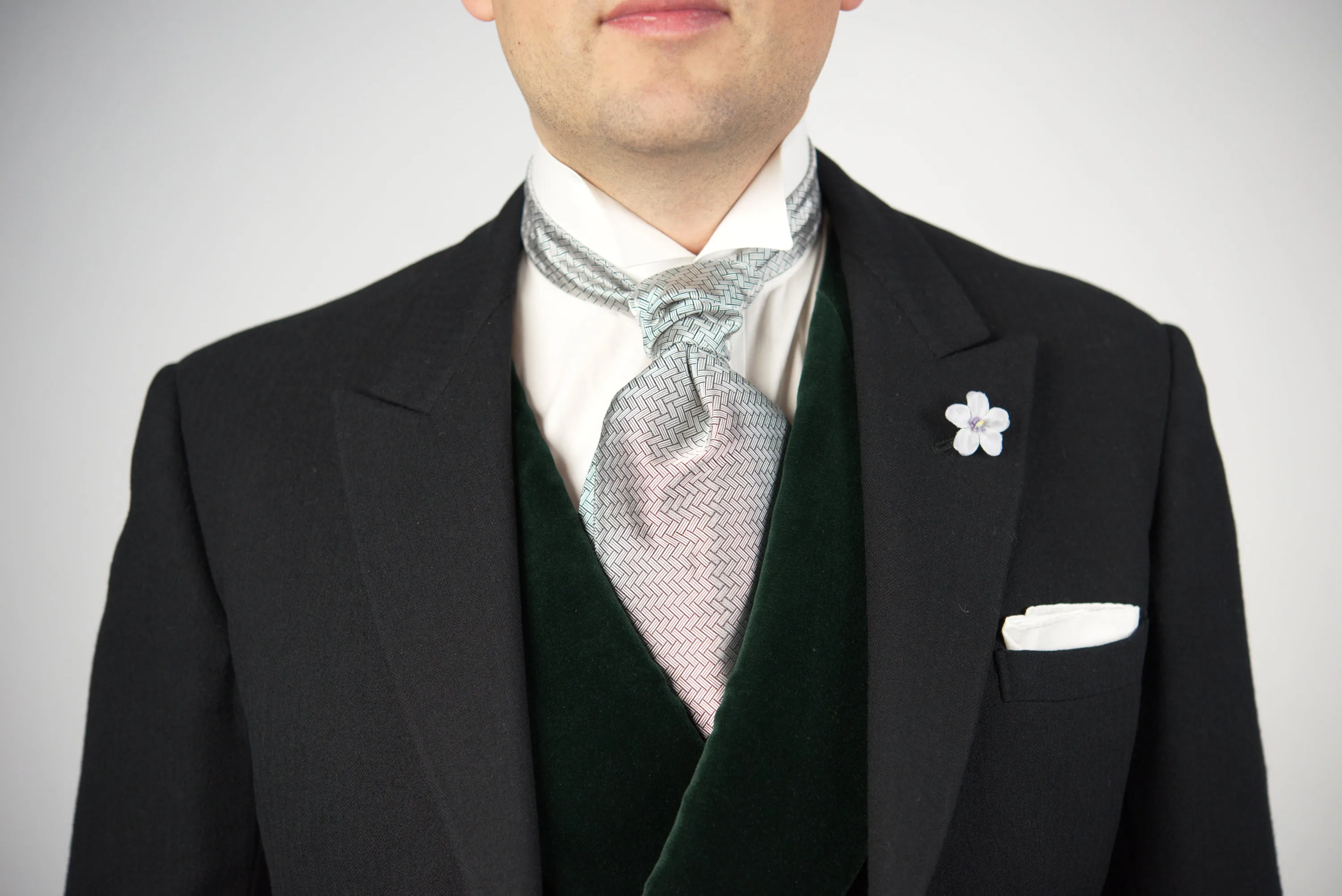 Silver Basketweave Formal Wedding Ascot