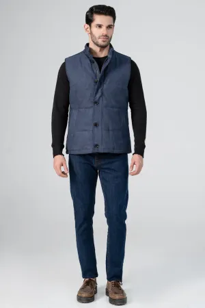 SUEDE QUILTED JACKET NAVY