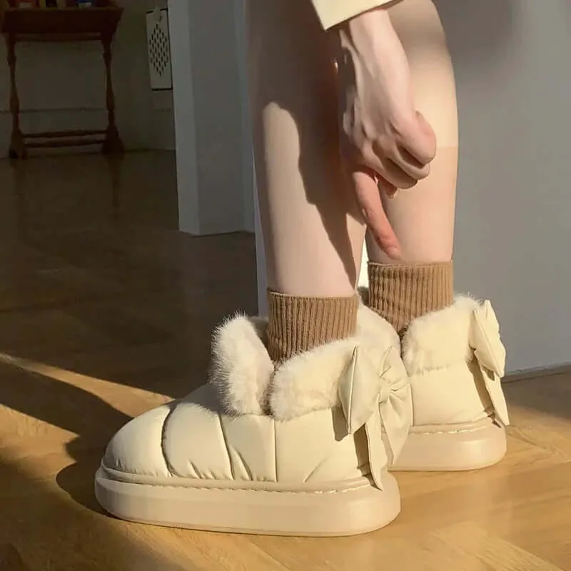 Women's Casual Boots with Bow Detail - Stylish & Comfortable Footwear