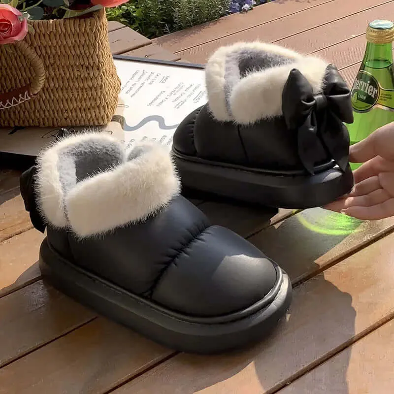 Women's Casual Boots with Bow Detail - Stylish & Comfortable Footwear